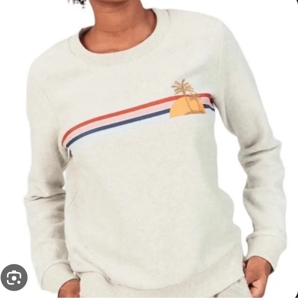 Faherty Aloha Grey Rainbow Crewneck Sweatshirt XS